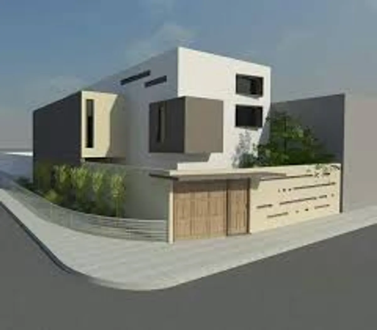 Render hiperrealista de vivienda contemporánea